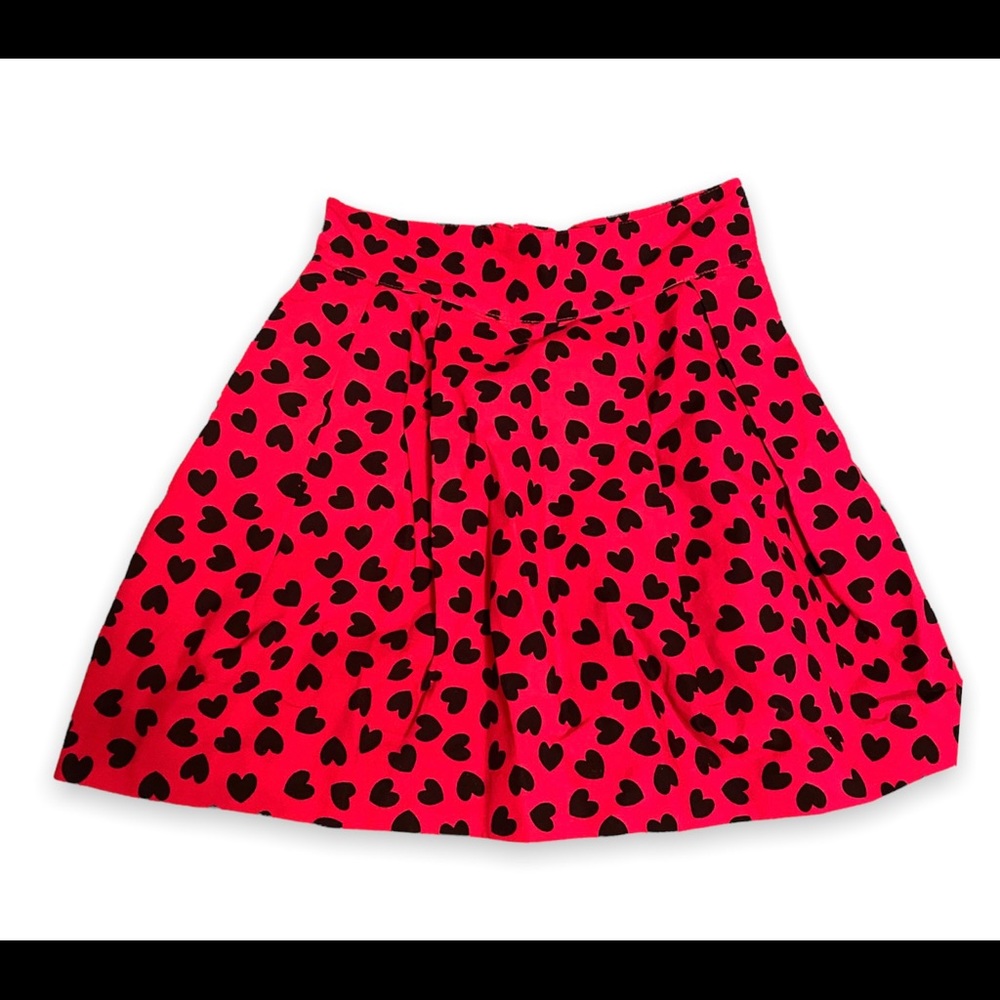 Vintage Y2K Divided Skirt - hearts hot pink sz 2